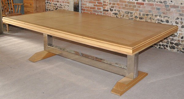 oak steel slimline pool table