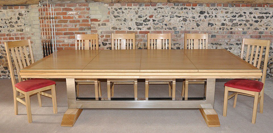 Oak and Steel boardroom table with chairs