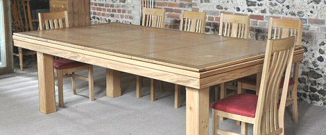 8ft oak pool dining table with chairs