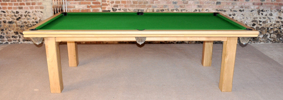 8ft oak pool table with silver pockets