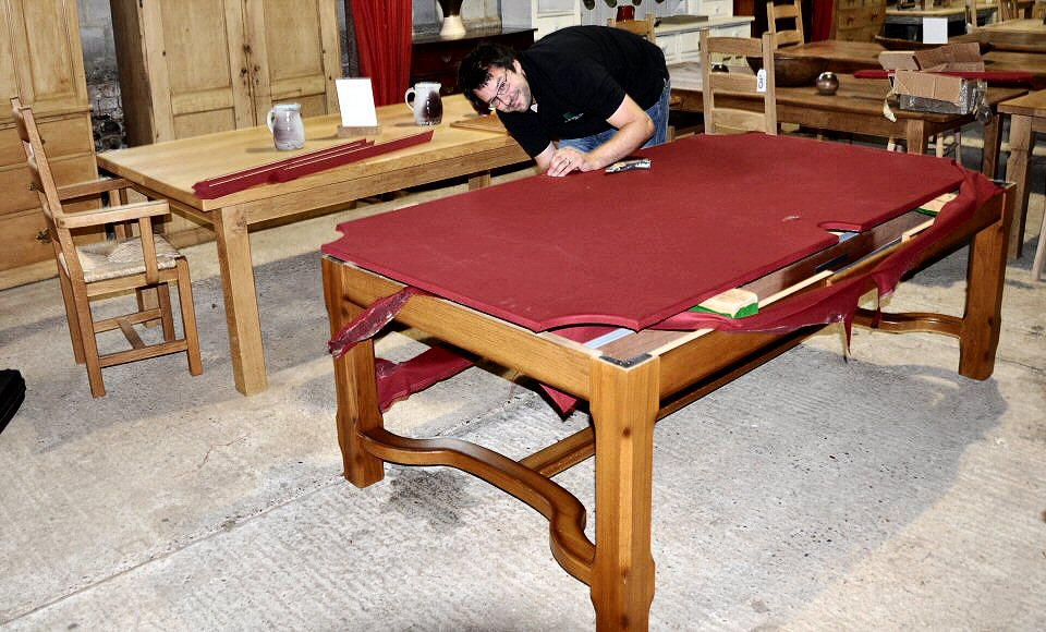fitting a bed cloth to a boardroom pool table