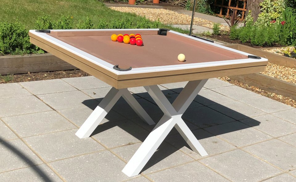 4.5ft square pool table with balls set in position